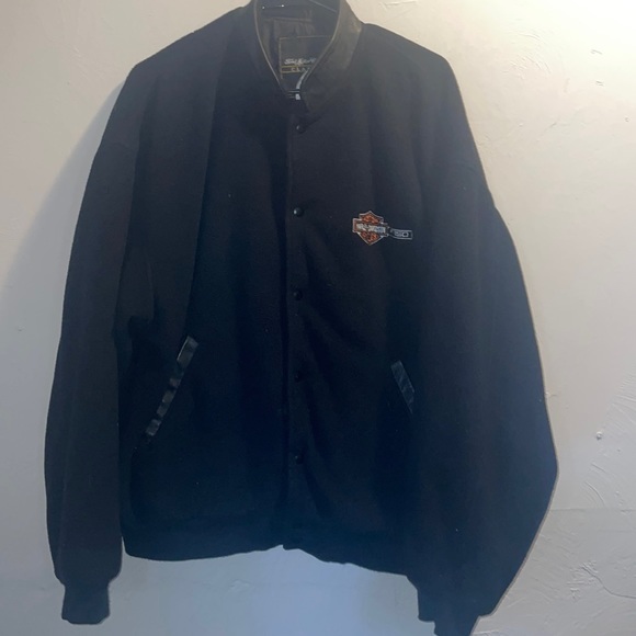 Vintage-Harley Davidson Ford Motor Co Jacket Size Large Full Button Biker - Picture 2 of 7